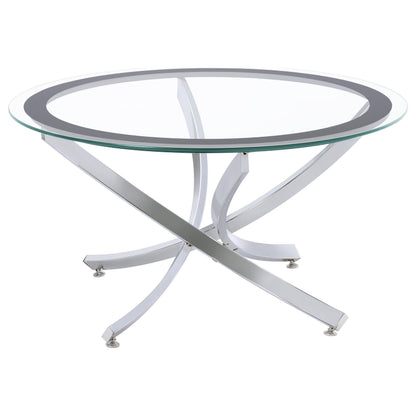 Brooke 3-piece Round Coffee and End Table Set Chrome - 702588-S3