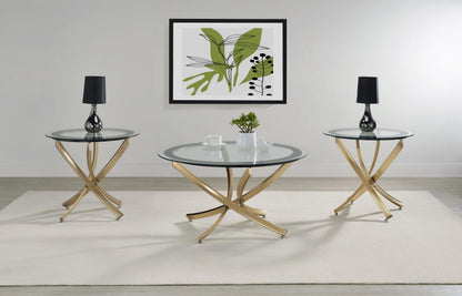 Brooke 3-piece Round Coffee and End Table Set Rose Brass - 707888-S3