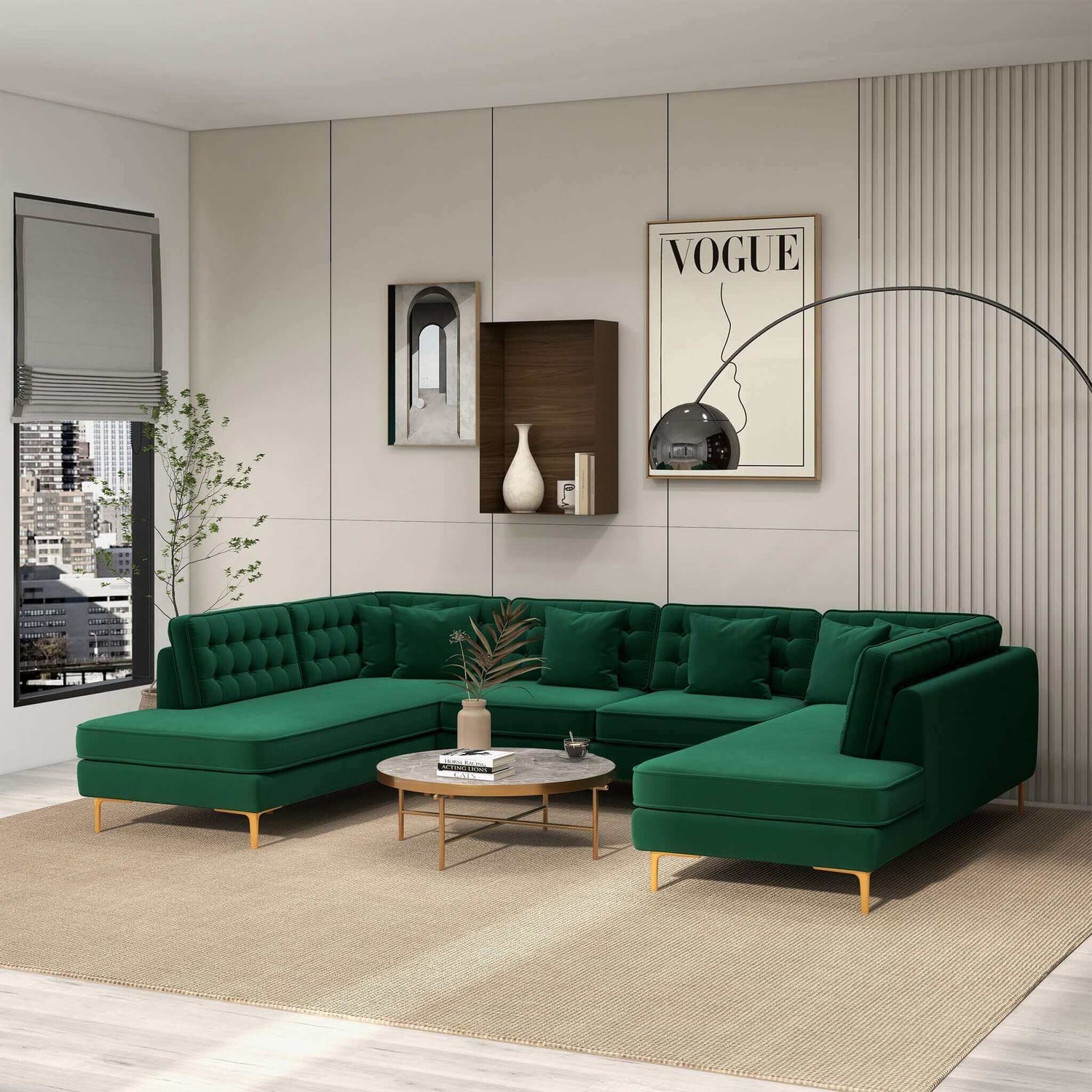 Brooke Velvet U Shape Corner Sofa - CSC00300102