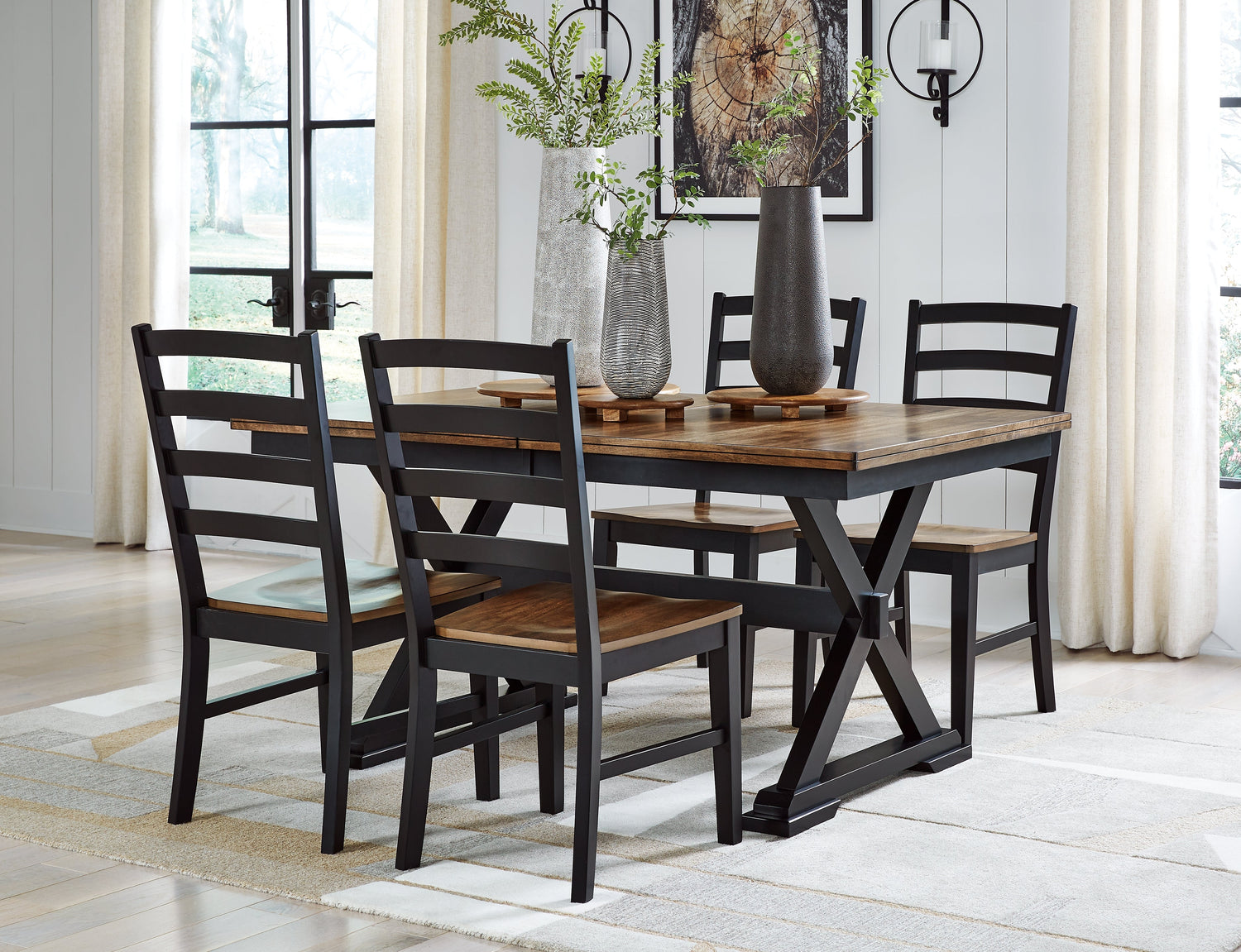 Wildenauer Brown/Black Dining Table and 4 Chairs from Ashley - Luna Furniture
