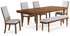 Brown Lyncott Dining Table and 4 Chairs and Bench - PKG020702