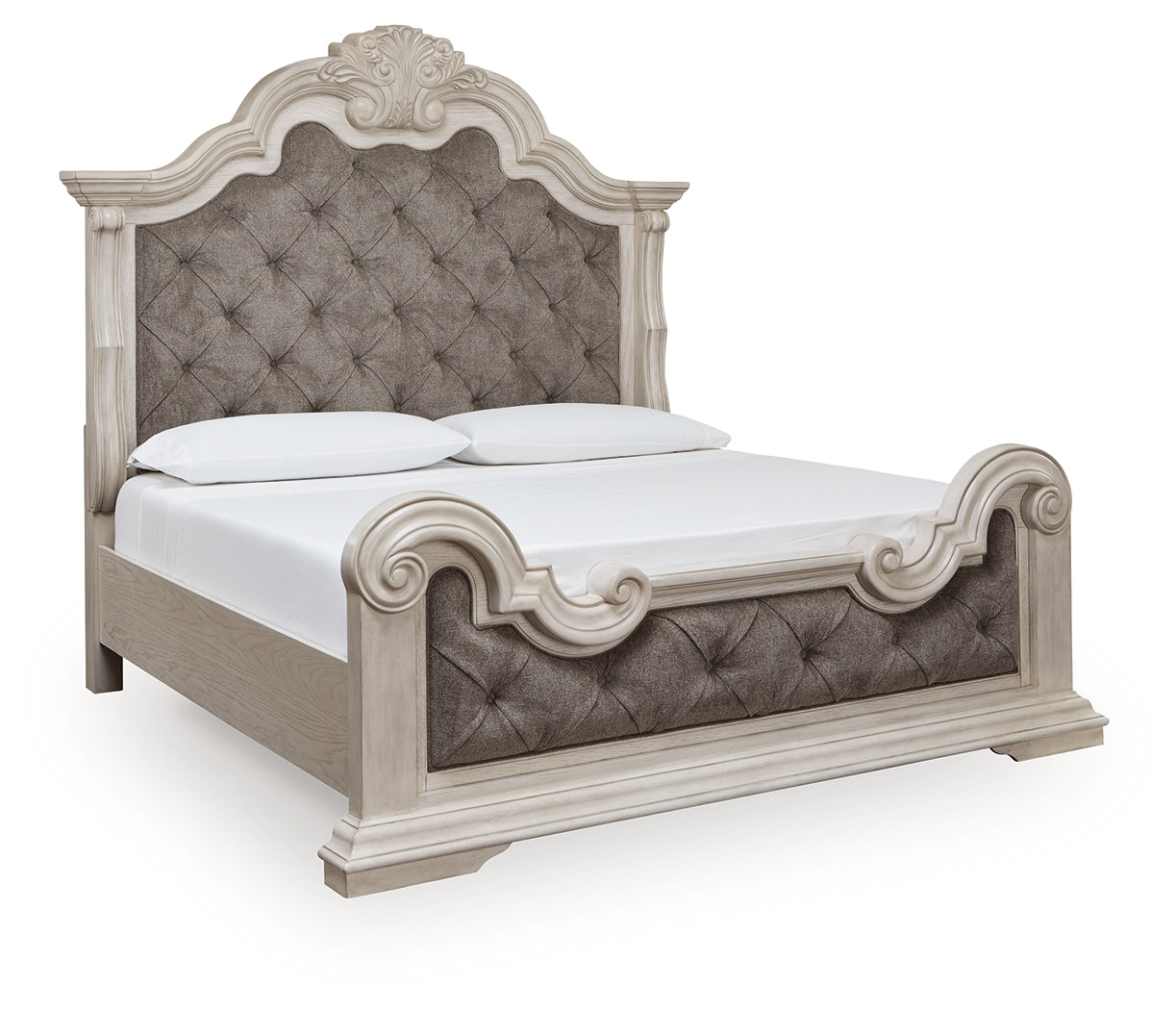 Bruchandi Antique White California King Upholstered Panel Bed - PCB948B5