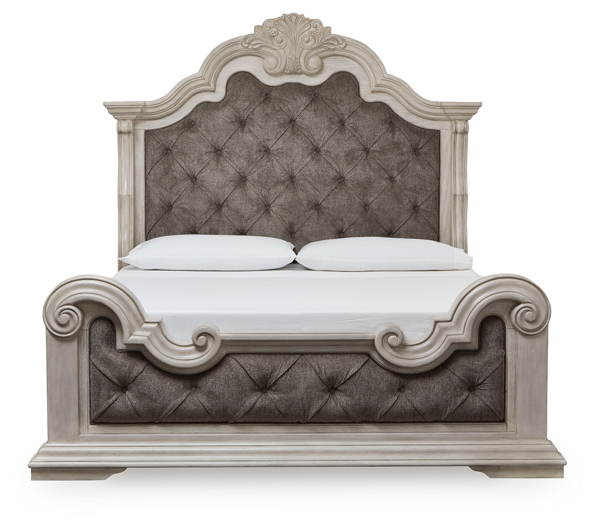 Bruchandi Antique White California King Upholstered Panel Bed - PCB948B5