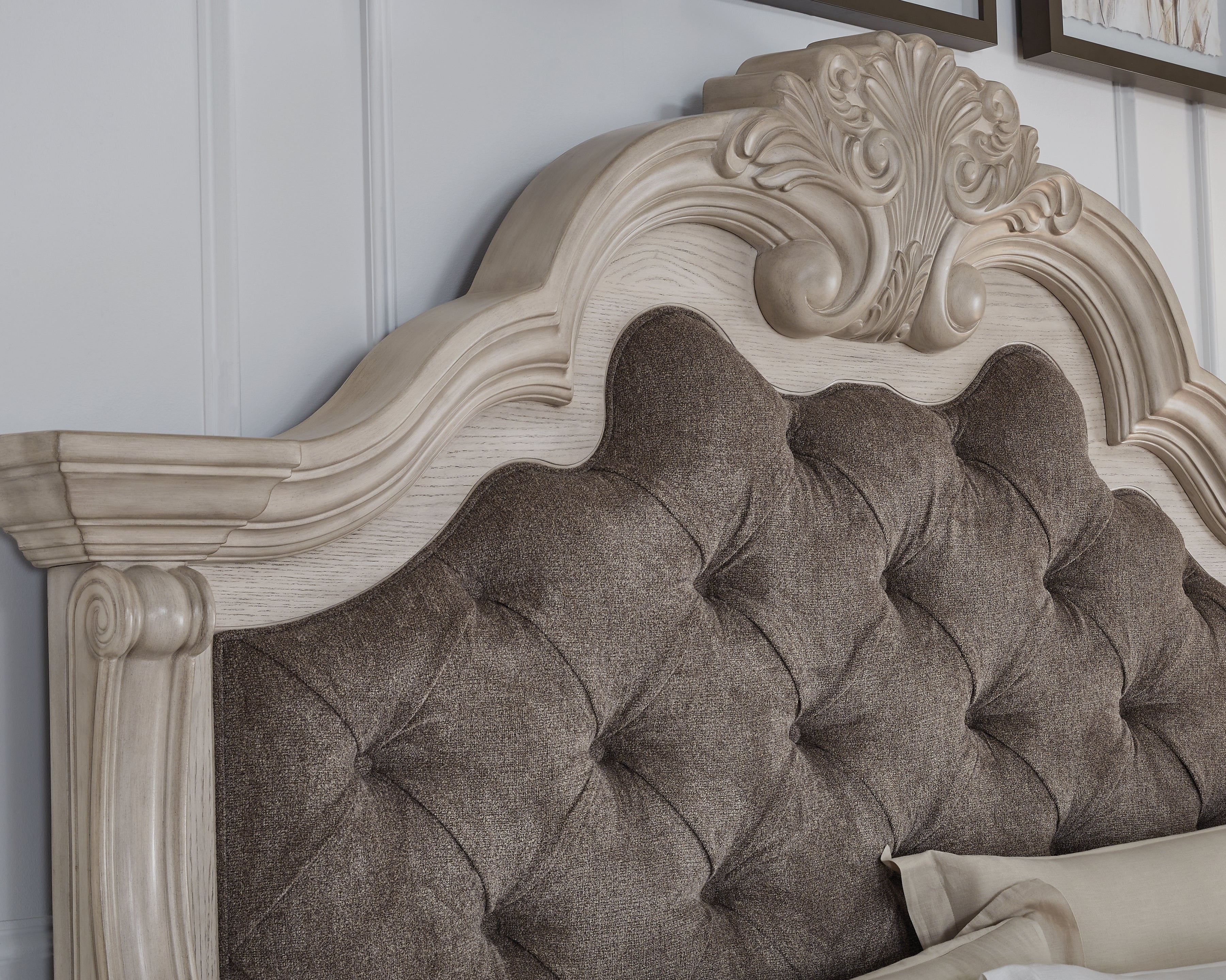 Bruchandi Antique White California King Upholstered Panel Bed - PCB948B5