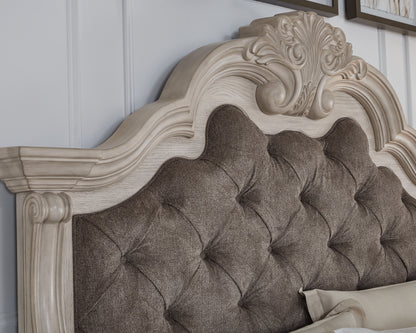 Bruchandi Antique White California King Upholstered Panel Bed - PCB948B5