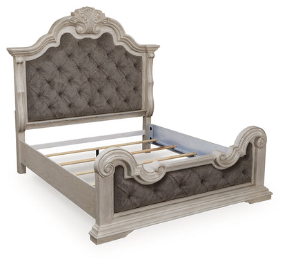Bruchandi Antique White King Upholstered Panel Bed - PCB948B4