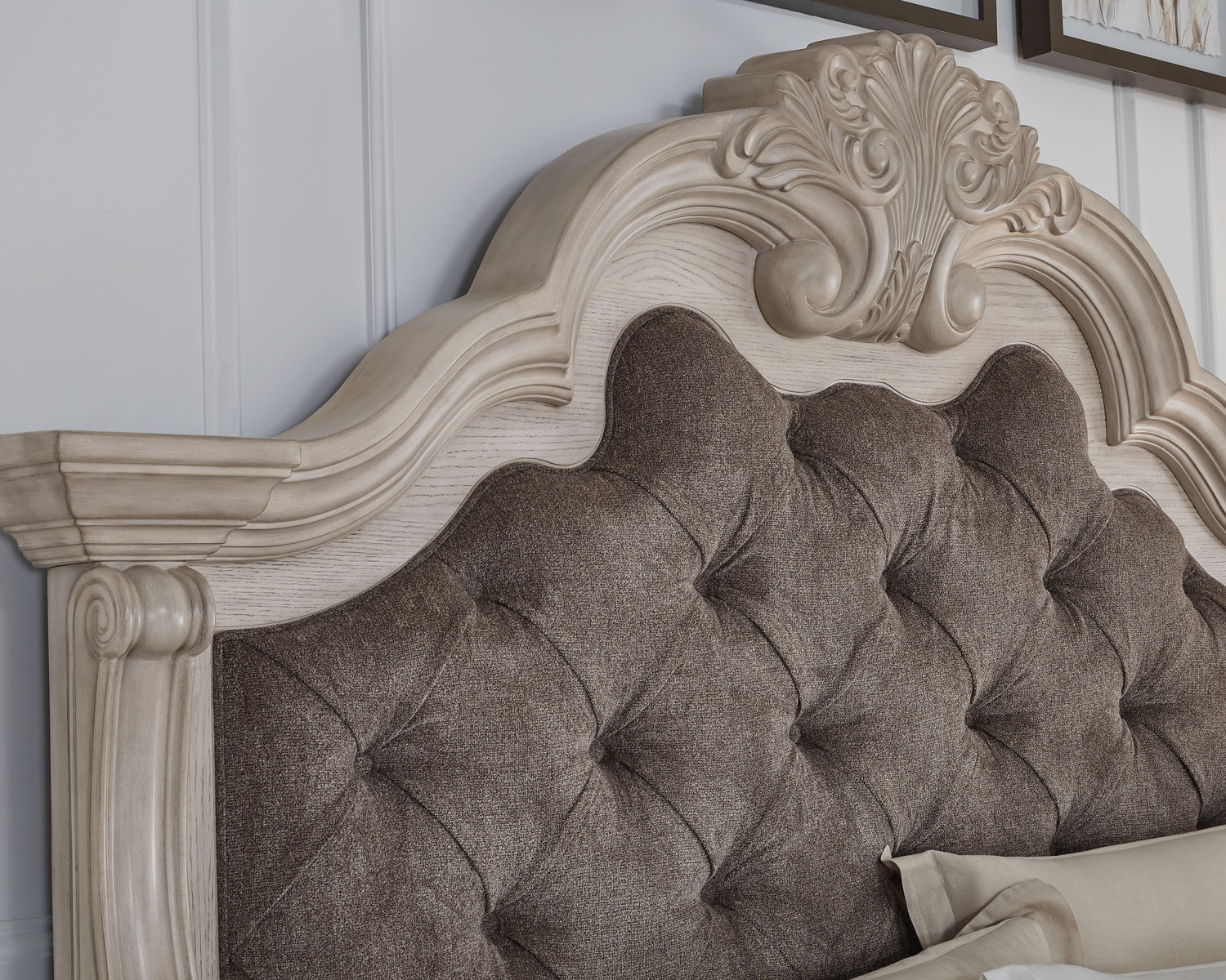Bruchandi Antique White King Upholstered Panel Bed - PCB948B4