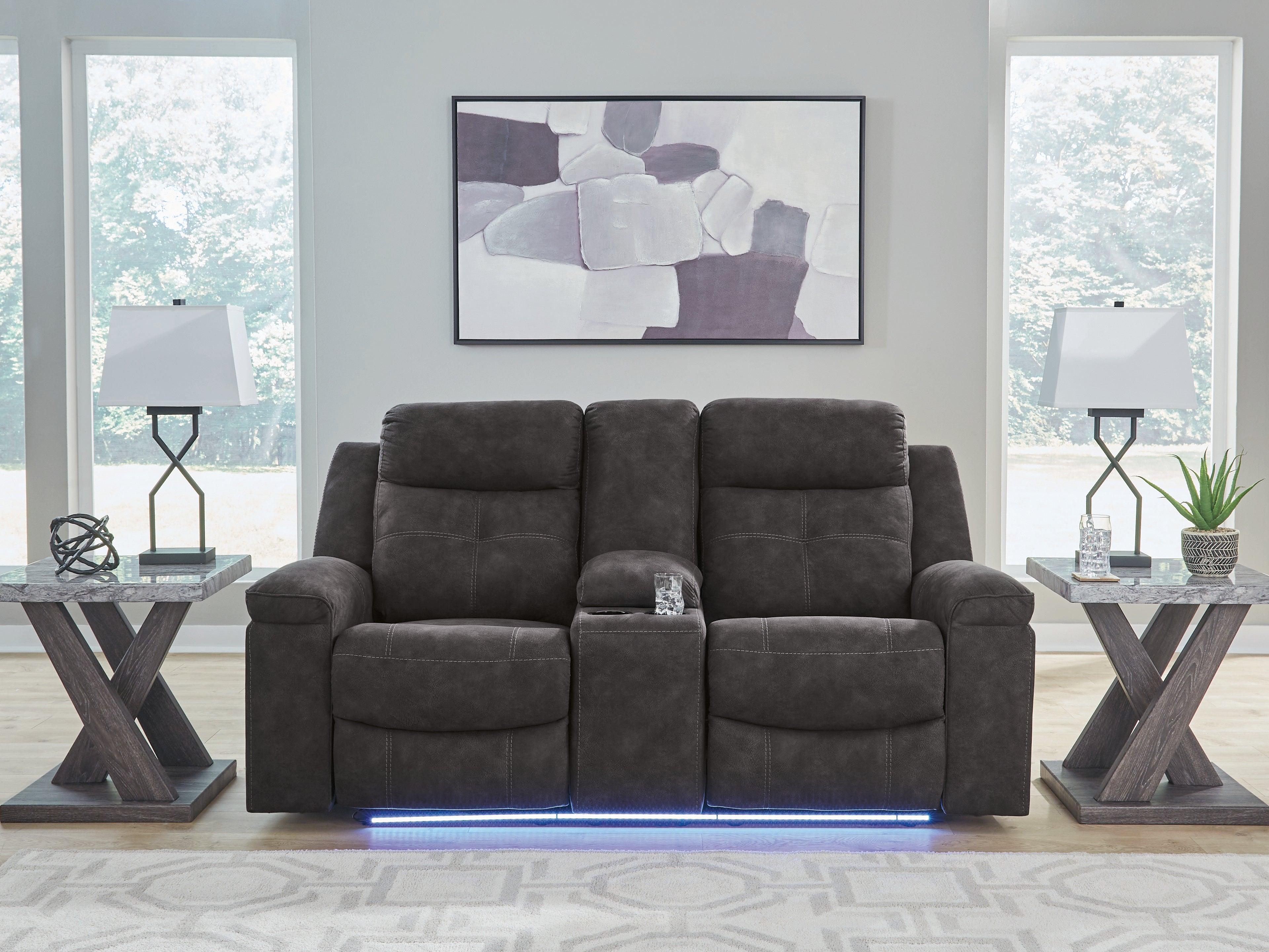Brysonview Charcoal Reclining Loveseat with Console - 6360594