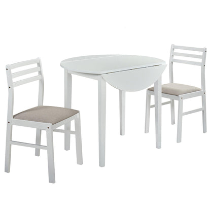 Bucknell 3-piece Round Drop Leaf Dining Table Set White - 130005WHT
