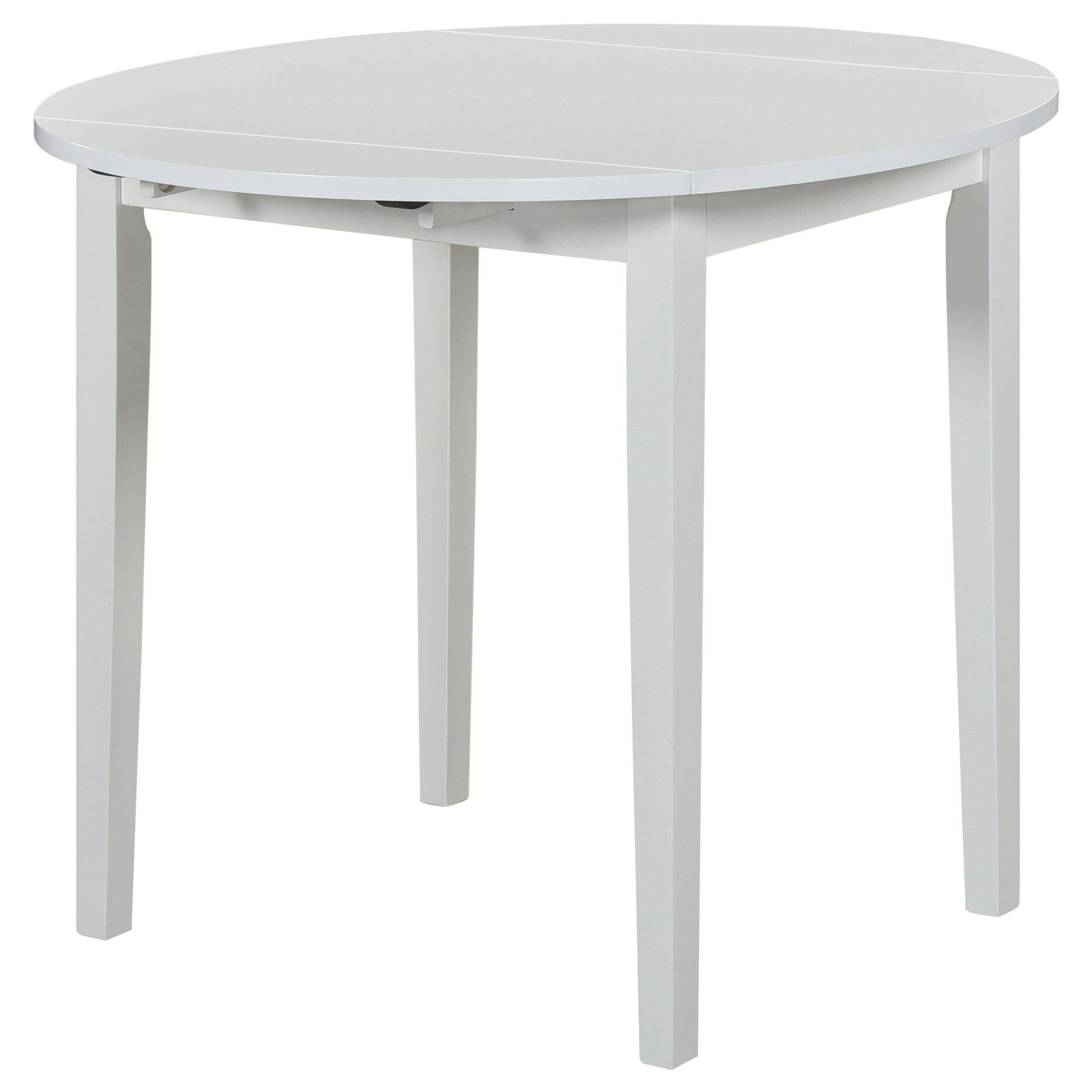 Bucknell 3-piece Round Drop Leaf Dining Table Set White - 130005WHT
