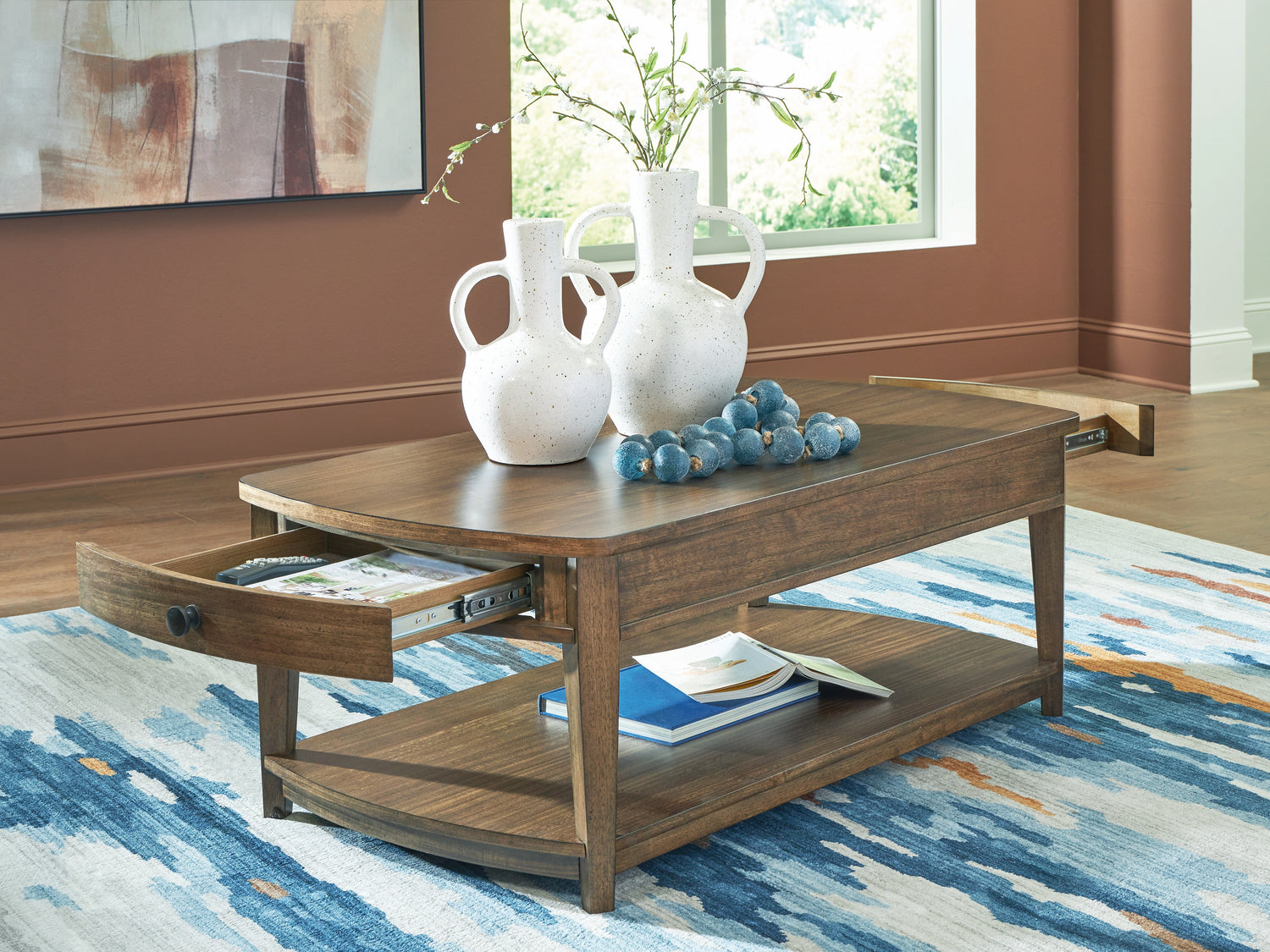 Burkbyer Brown Coffee Table - T513-1