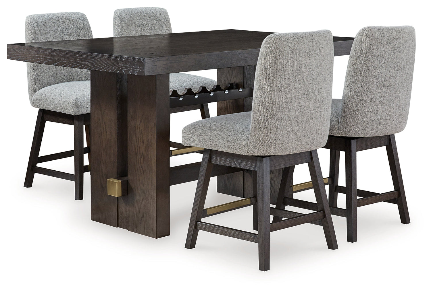 Burkhaus Counter Height Dining Table and 4 Barstools in Dark Brown from Ashley - Luna Furniture
