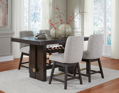 Burkhaus Counter Height Dining Table and 4 Barstools in Dark Brown from Ashley - Luna Furniture