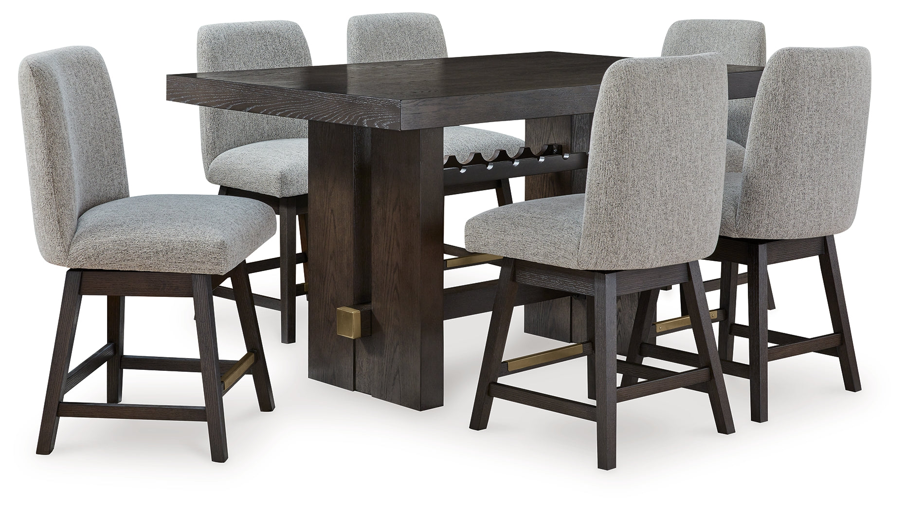 Burkhaus Counter Height Dining Table and 6 Barstools in Dark Brown from Ashley - Luna Furniture