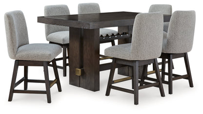 Burkhaus Counter Height Dining Table and 6 Barstools in Dark Brown from Ashley - Luna Furniture