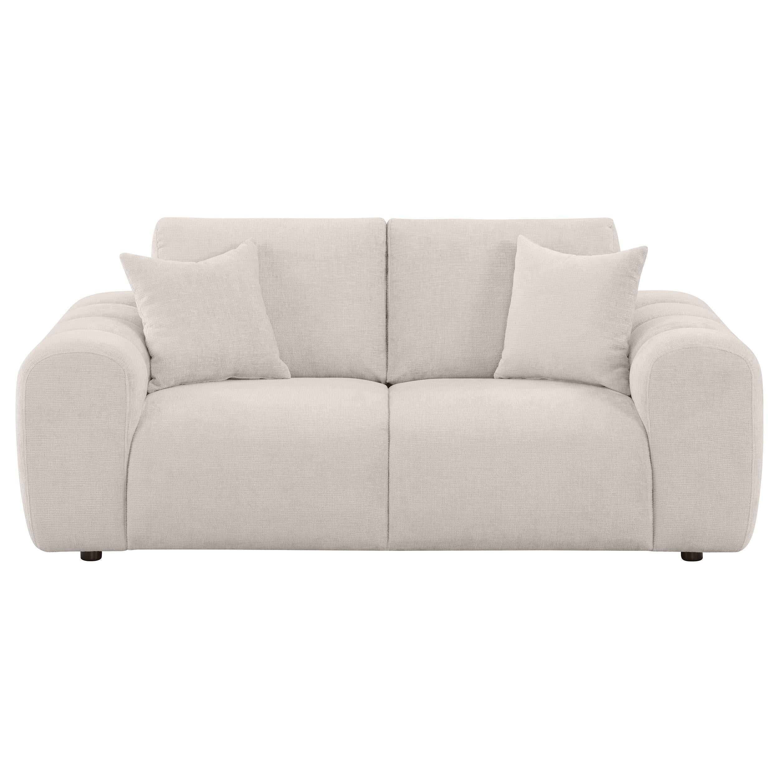 Burnett Chenille Upholstered Wide Arm Loveseat Ivory - 504956