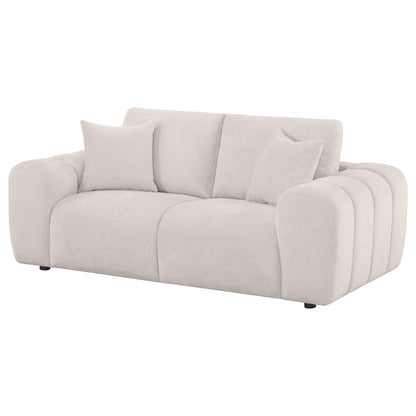 Burnett Chenille Upholstered Wide Arm Loveseat Ivory - 504956