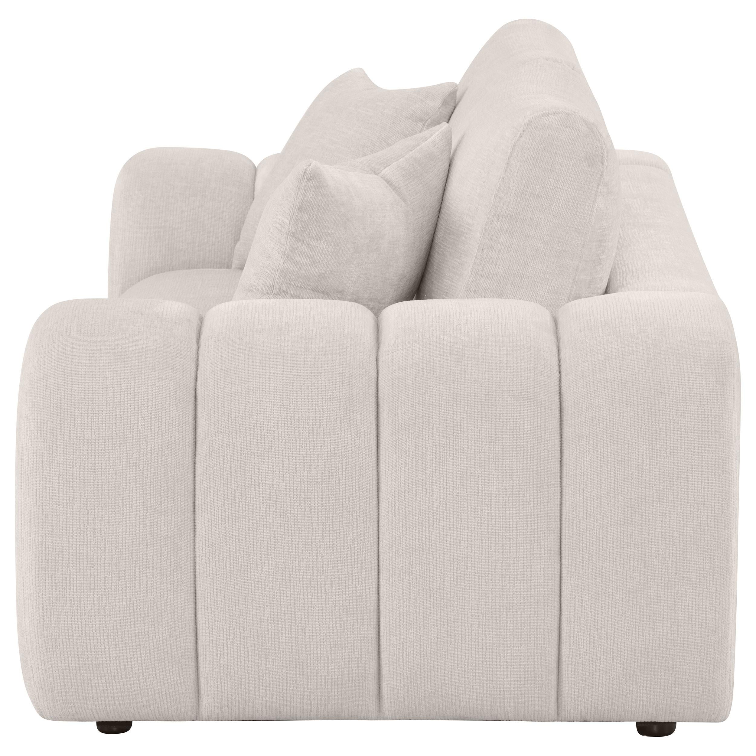 Burnett Chenille Upholstered Wide Arm Loveseat Ivory - 504956