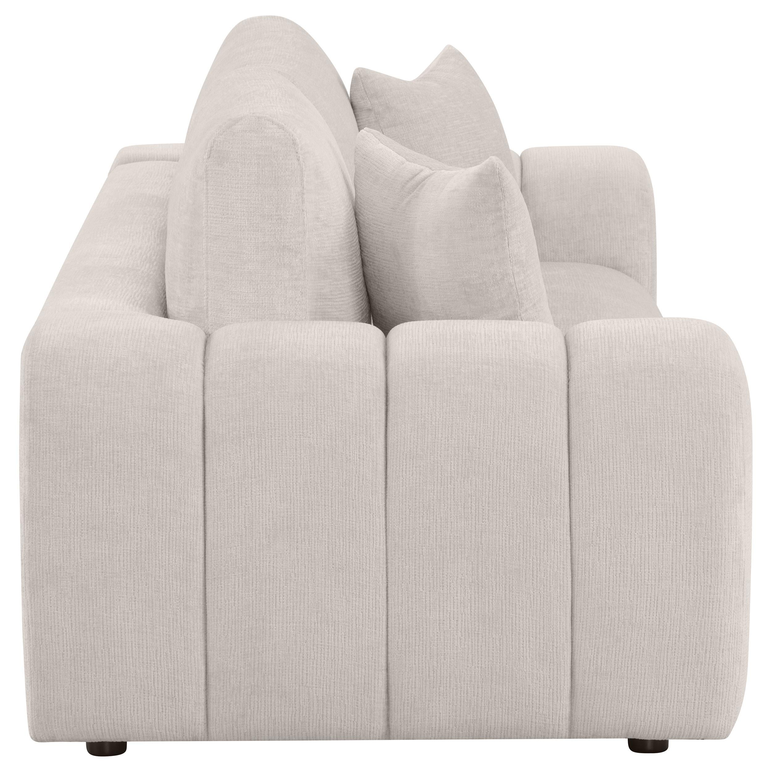 Burnett Chenille Upholstered Wide Arm Sofa Ivory - 504955