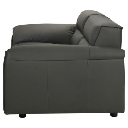 Buxton Top Grain Leather Upholstered Loveseat Graphite - 509505