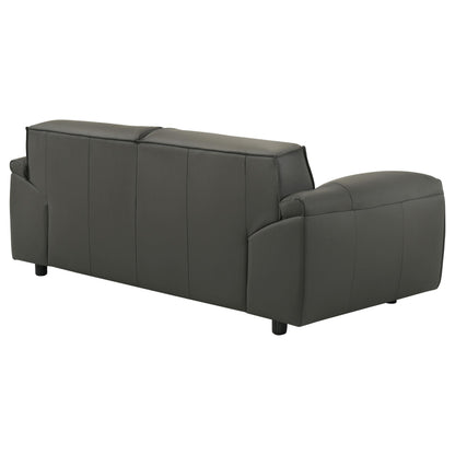 Buxton Top Grain Leather Upholstered Loveseat Graphite - 509505