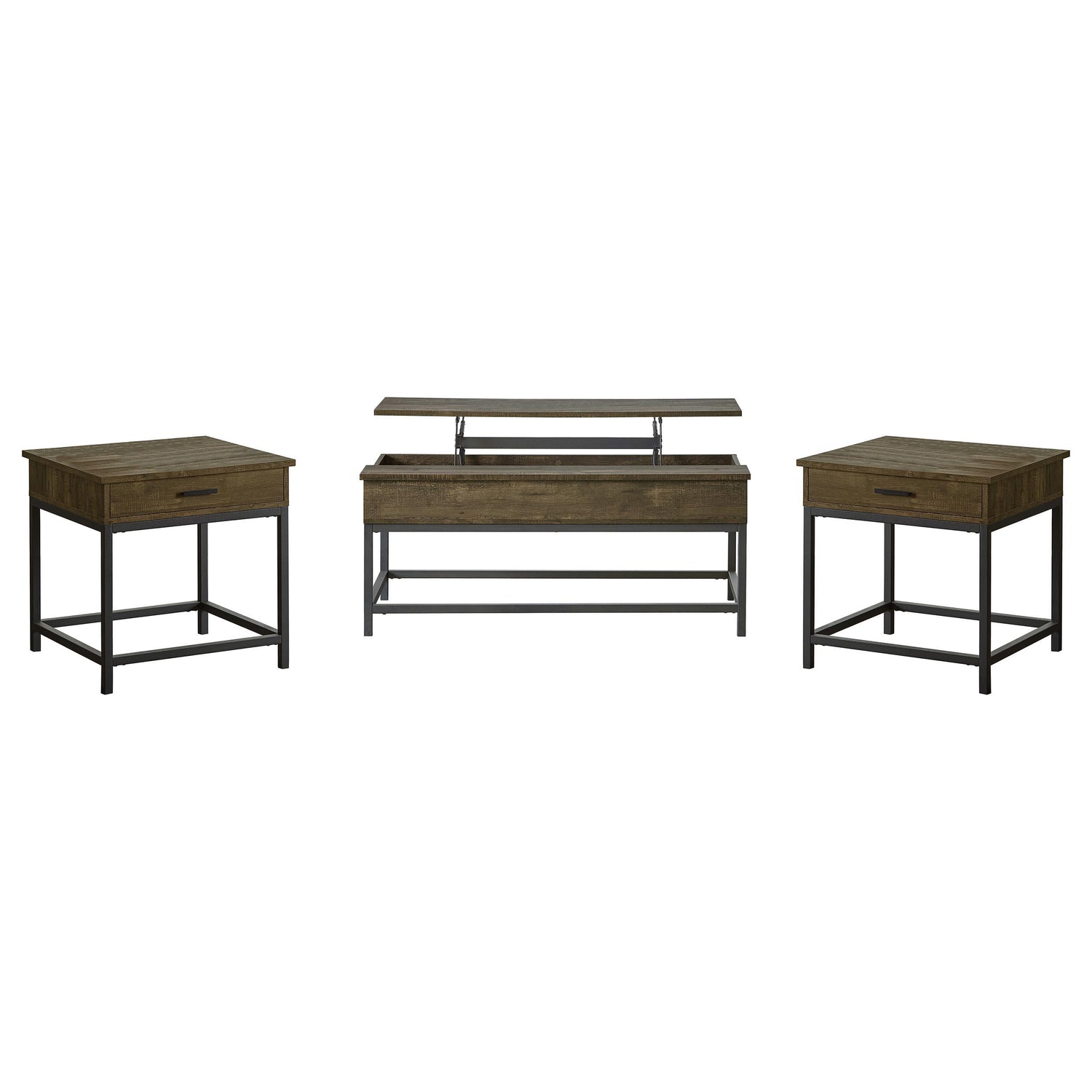 Byers 3-piece Lift Top Coffee and End Table Set Brown Oak - 723778-S3