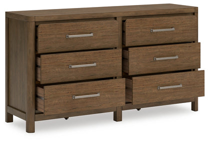 Cabalynn California King Upholstered Bed with Dresser, Chest and 2 Nightstands in Light Brown - PKG019241
