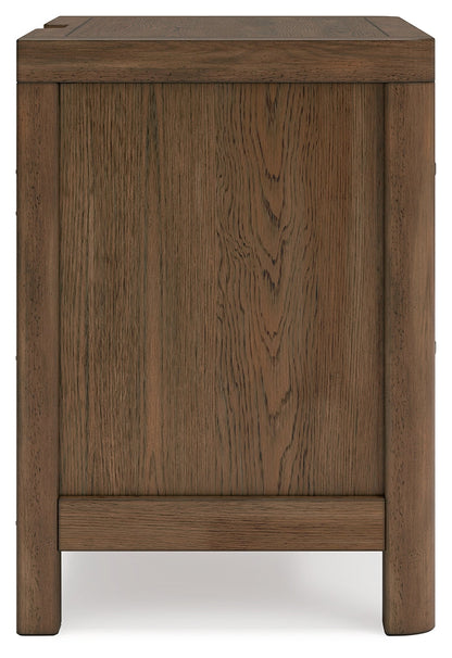 Cabalynn California King Upholstered Bed with Mirrored Dresser and Nightstand in Light Brown - PKG015737
