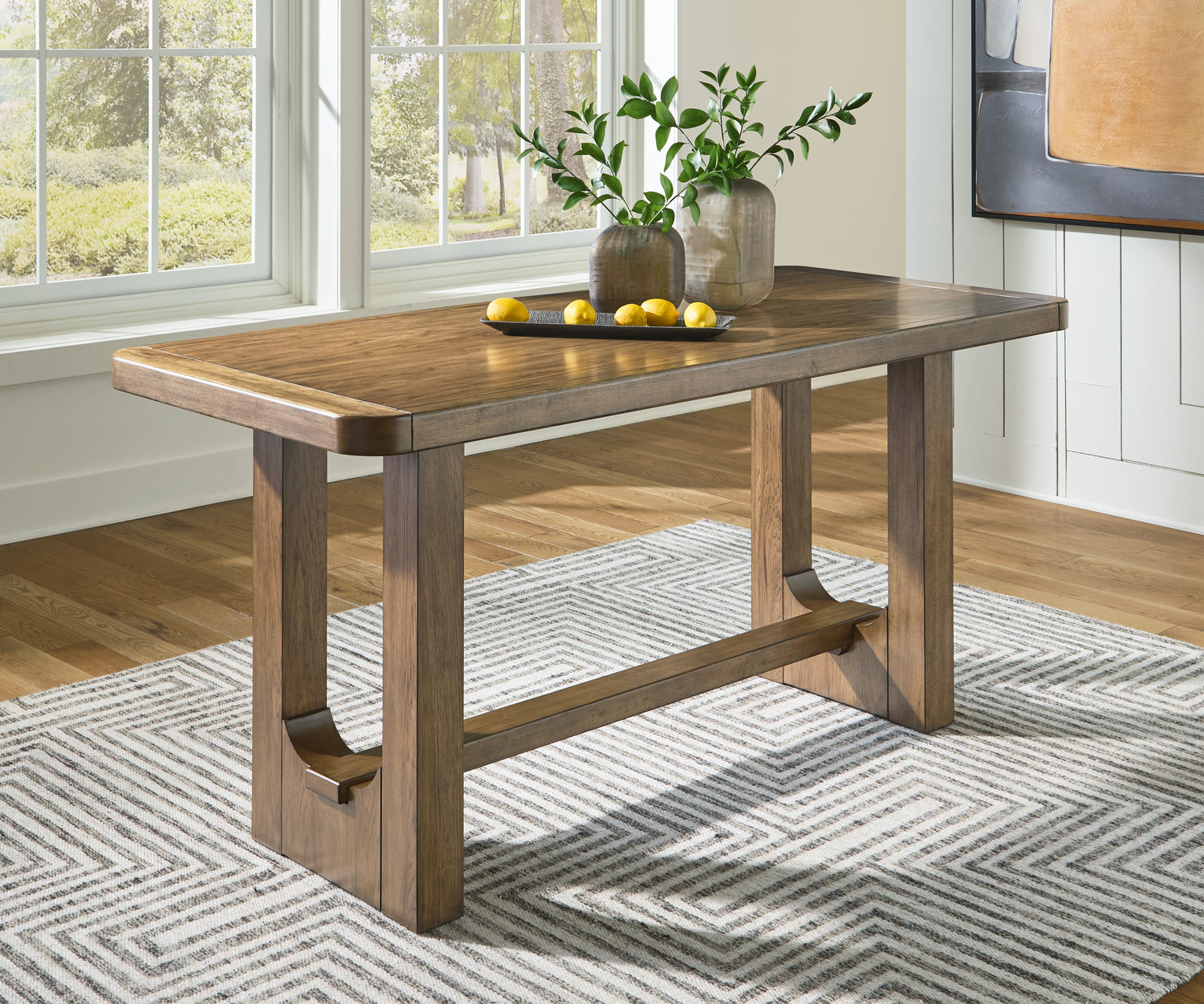 Cabalynn Counter Height Dining Table and 4 Barstools - D974D4