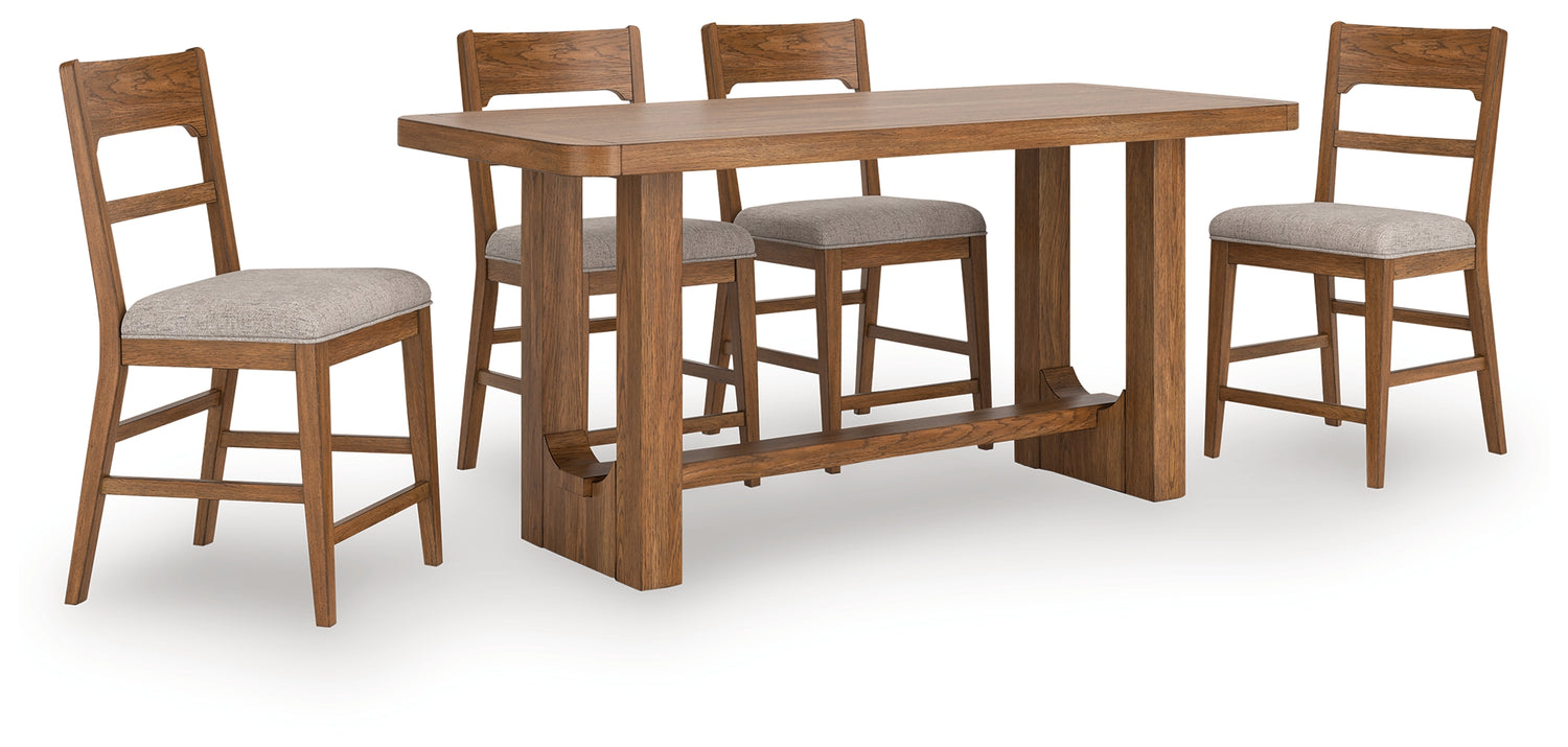 Cabalynn Counter Height Dining Table and 4 Barstools - D974D4