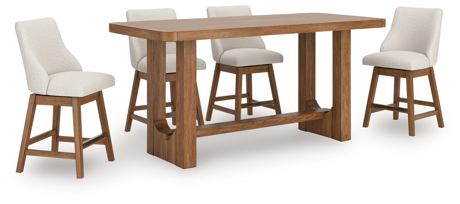 Cabalynn Counter Height Dining Table and 4 Barstools - D974D5