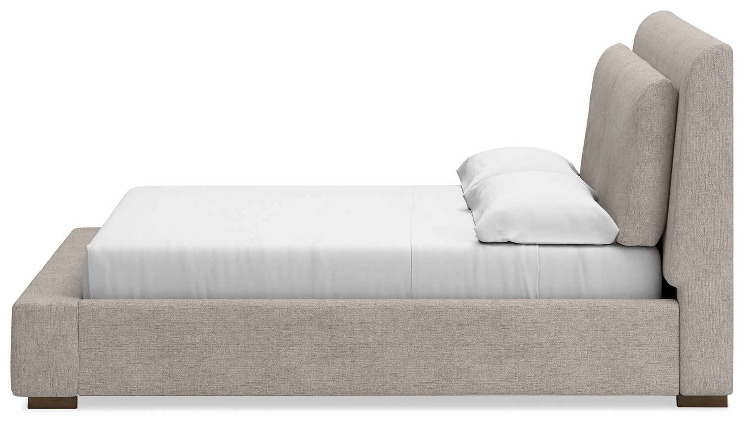 Cabalynn King Upholstered Bed with Mirrored Dresser and Nightstand in Light Brown - PKG015731