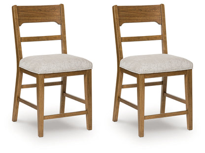 Cabalynn Oatmeal/Light Brown Counter Height Barstool, Set of 2 - D974-224