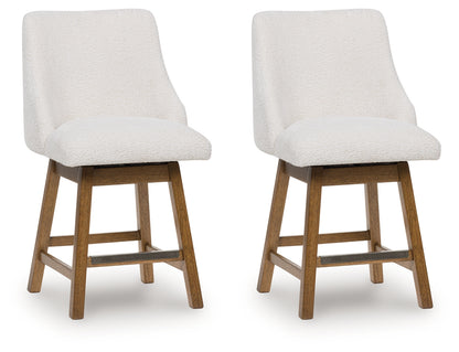Cabalynn Oatmeal/Light Brown Counter Height Barstool, Set of 2 - D974-324