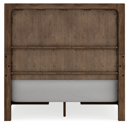 Cabalynn Queen Panel Bed with Storage with Mirrored Dresser and 2 Nightstands in Light Brown - PKG015723