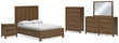 Cabalynn Queen Panel Bed with Storage with Mirrored Dresser, Chest and Nightstand in Light Brown - PKG015727