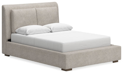 Cabalynn Queen Upholstered Bed with Dresser and Nightstand in Light Brown - PKG019231