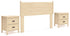Cabinella Full Panel Headboard with 2 Nightstands in Tan - PKG017214