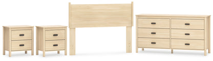 Cabinella Full Panel Headboard with Dresser and 2 Nightstands in Tan - PKG017213
