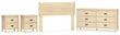 Cabinella Full Panel Headboard with Dresser and 2 Nightstands in Tan - PKG017213