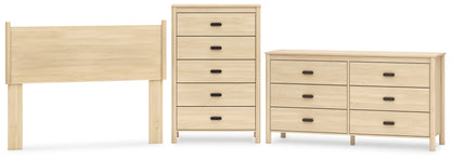 Cabinella Full Panel Headboard with Dresser and Chest in Tan - PKG017217