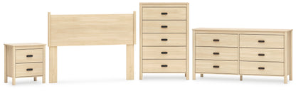 Cabinella Full Panel Headboard with Dresser, Chest and Nightstand in Tan - PKG017218