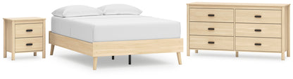 Cabinella Full Platform Bed with Dresser and Nightstand in Tan - PKG017223