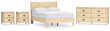Cabinella Full Platform Panel Bed with Dresser and 2 Nightstands in Tan - PKG017227