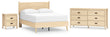 Cabinella Full Platform Panel Bed with Dresser and Nightstand in Tan - PKG017230