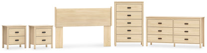 Cabinella Queen Panel Headboard with Dresser, Chest and 2 Nightstands in Tan - PKG017285