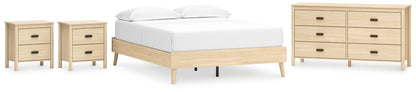 Cabinella Queen Platform Bed with Dresser and 2 Nightstands in Tan - PKG017290