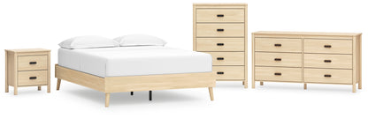 Cabinella Queen Platform Bed with Dresser, Chest and Nightstand in Tan - PKG017295