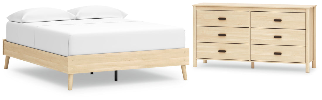 Cabinella Queen Platform Bed with Dresser in Tan - PKG017289