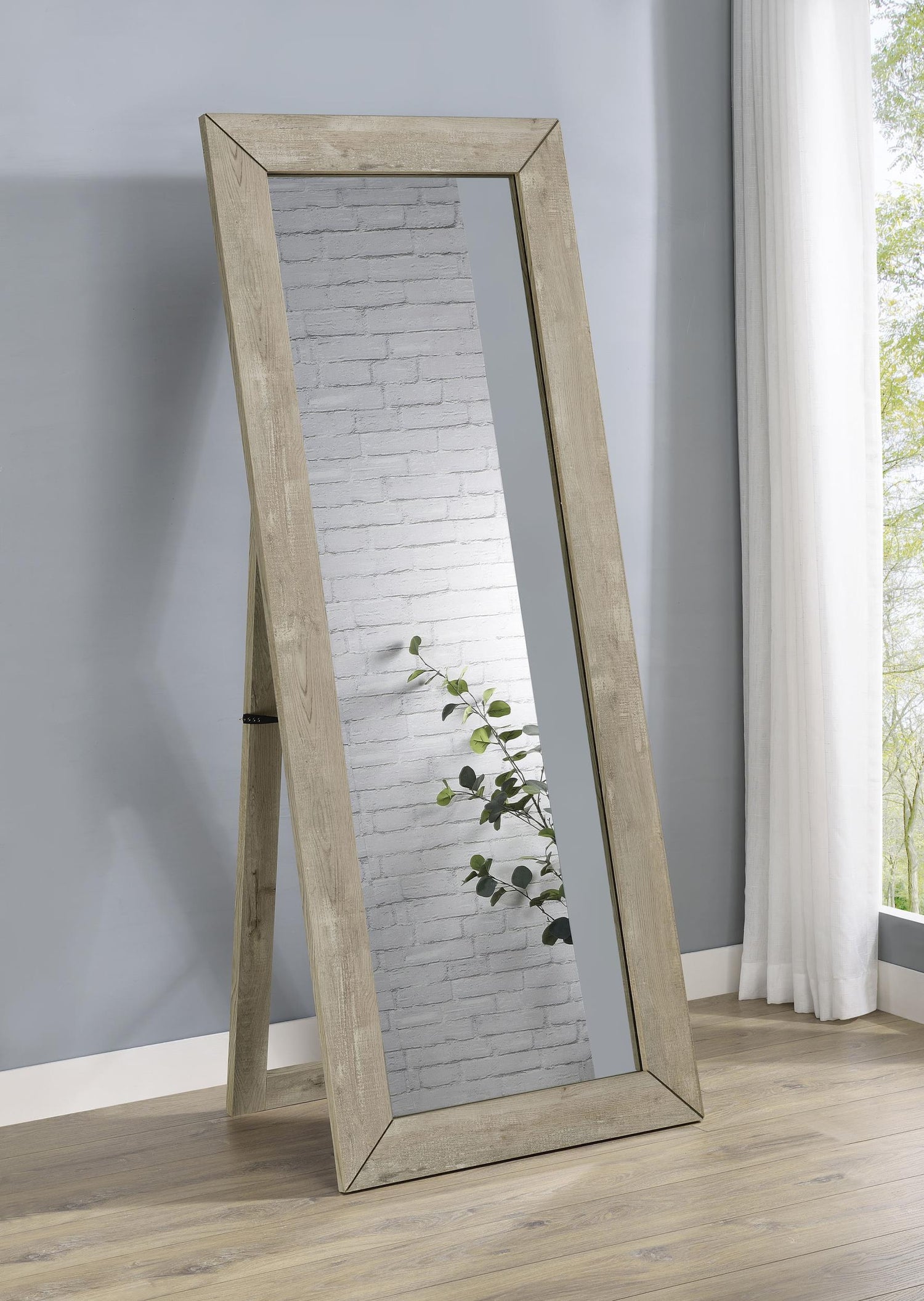 Cadence Tempered Glass Full Length Standing Mirror Grey Washed Oak - 961655